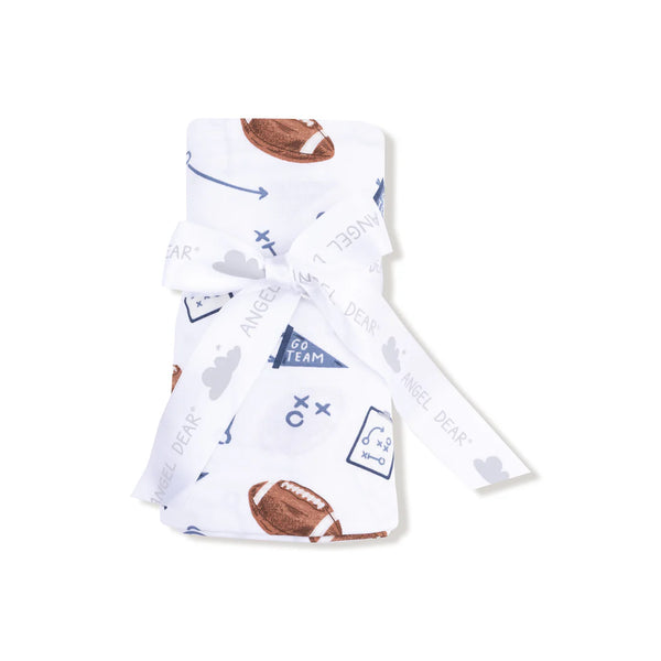 Touchdown Time in Navy Swaddle Blanket