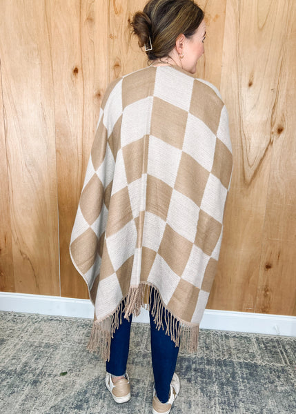 Yvette Reversable Poncho Taupe