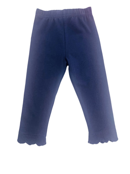 Navy Scallop Leggings