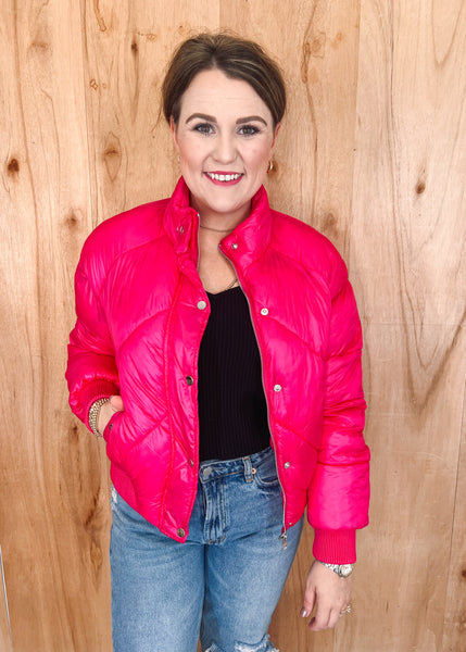 Zoey Puffer Jacket in Fuchsia