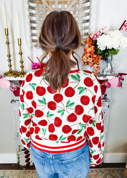 Sequin Cherry Cardigan