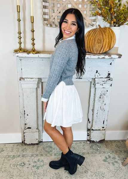 Heather Grey Cabe Knit Dress