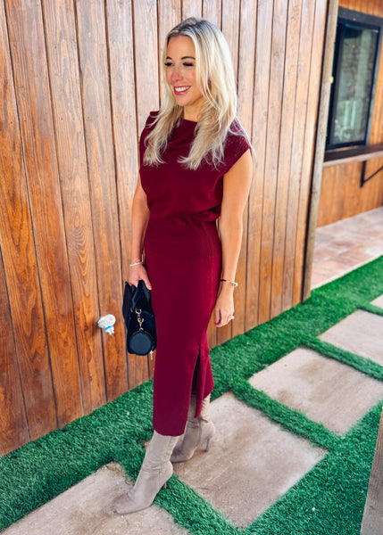 Jenna Off the Shoulder Sweater Dress - Plum