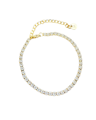 3mm Cubic Zirconia Tennis Bracelet, Water Resistant (Gold or Silver)