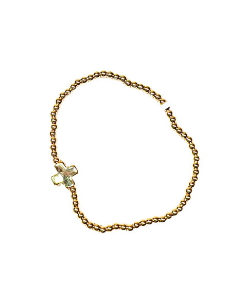 Gold Stretch Bracelet with Cross