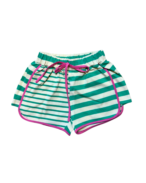 Green & Pink Stripe Colorblock Shorts