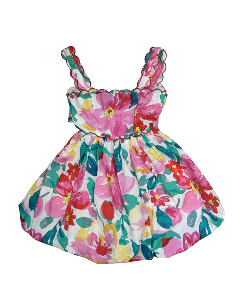 Bubble Hem Mini Dress with Scalloped Straps