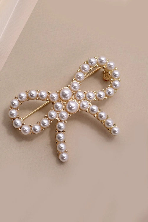 Classic Bow Pearl Brooch