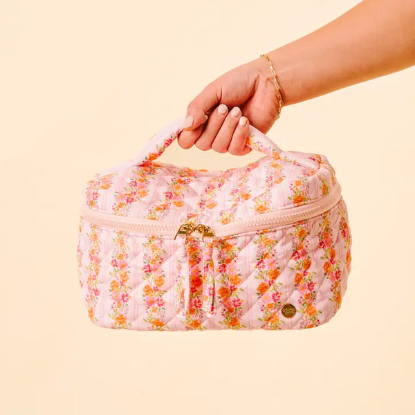 Glam & Go Quilted Cosmetic Bag-Petal Parade Pink