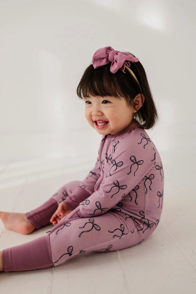 Hair Bow LS Zip Romper
