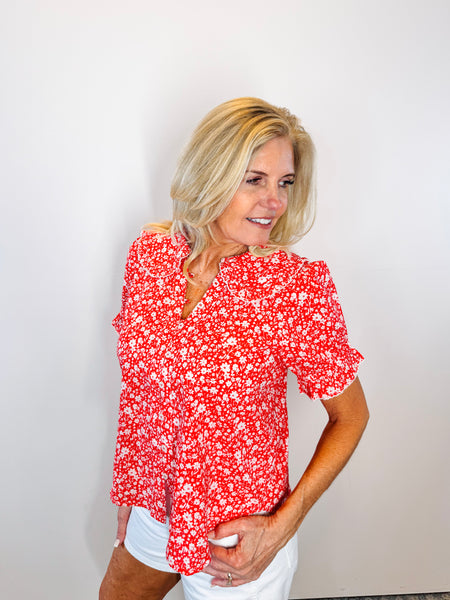 Red Ditsy Top