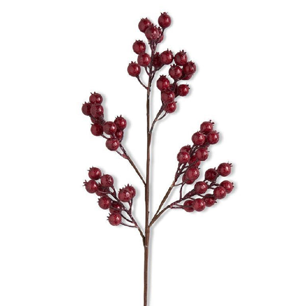 Red Crackle Glitter Rosehip Stem