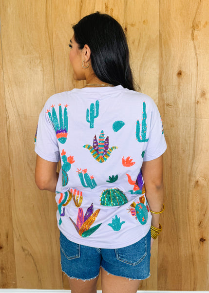 Lavender Scattered Cactus Tee