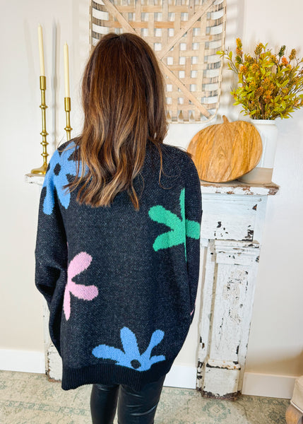 Jadie Floral Sweater in Black