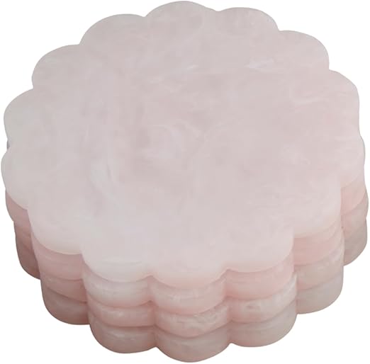 Pink Resin Scalloped Coaster