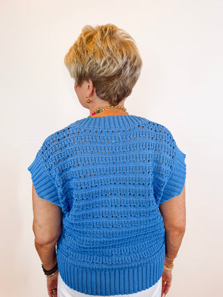 Blue Open Knit Sweater