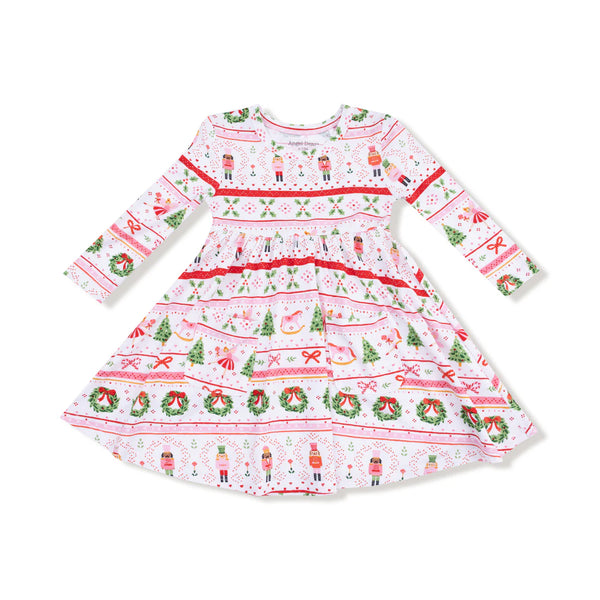 Sugar Plum Fairy Fair Isle Pink Twirly LS Dress