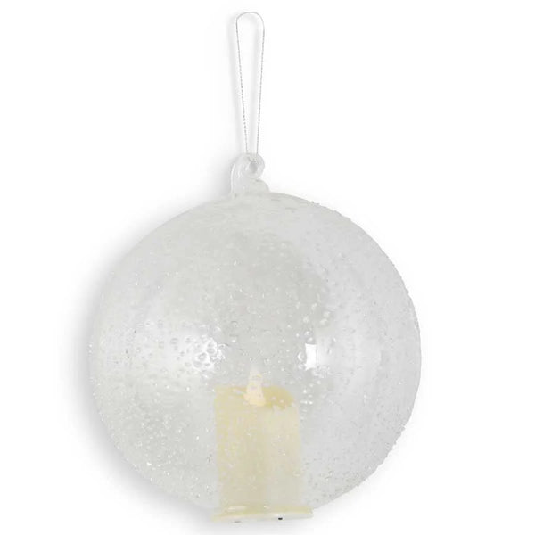 4.5 Inch LED Textured Clear Glass Ornament