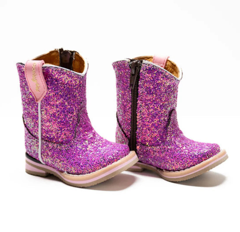 Princess Fuchsia Glitter Square Toe Cowboy Boots