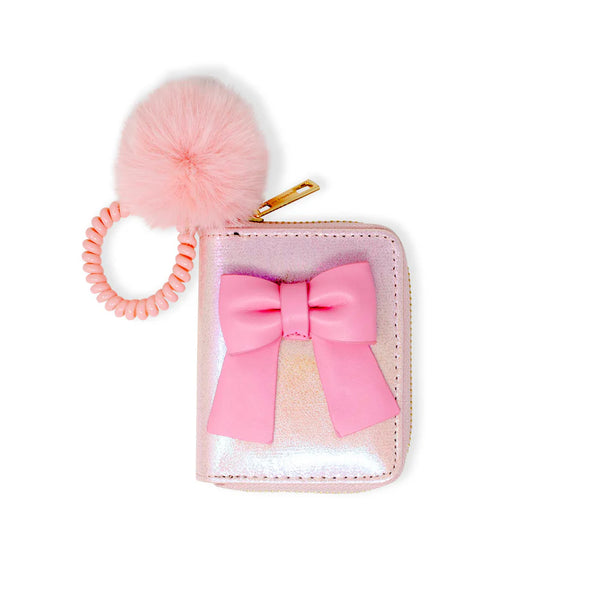 Shiny Jumbo Bow Spiral Strap Wallet (Hot Pink or Pink)