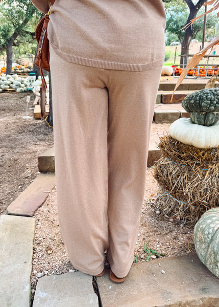 Ladies Knitted Pants - Gold and Beige