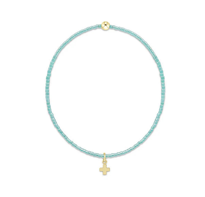 Hope Classic Bracelet – Turquoise (Sig Cross Small Gold Charm)