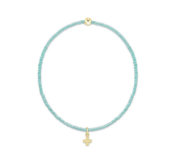 Hope Classic Bracelet – Turquoise (Sig Cross Small Gold Charm)