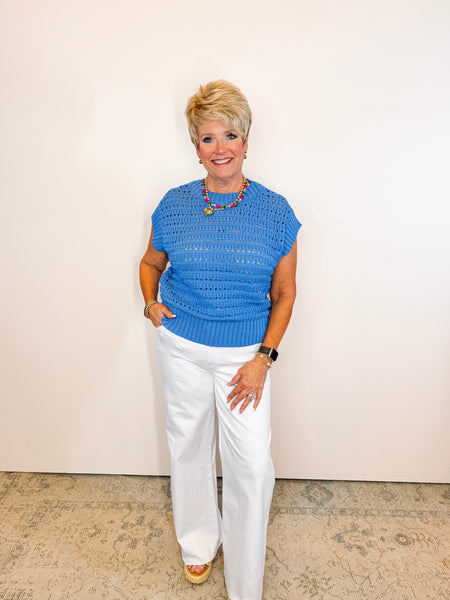 Blue Open Knit Sweater