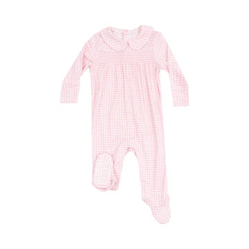 Pink Gingham Smocked Peter Pan Footie Sleeper