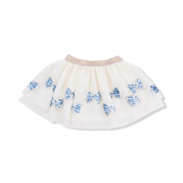 Romi Floral Blue Bow Tutu Skirt