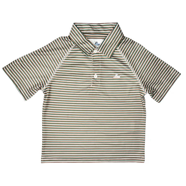 Green/Fog/Brown Stripe Short Sleeve Polo