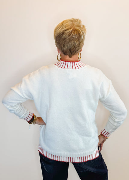 Wilder Bow Sweater in Red & White