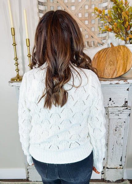 Flower- Pom Sweater in Beige