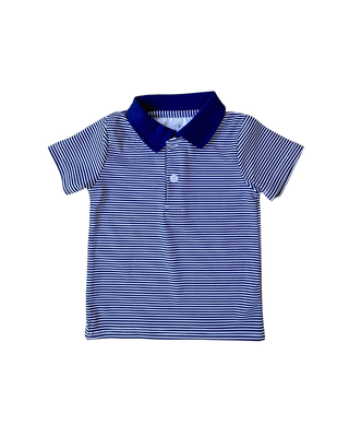 Dawson Short Sleeve Polo - Navy Stripe