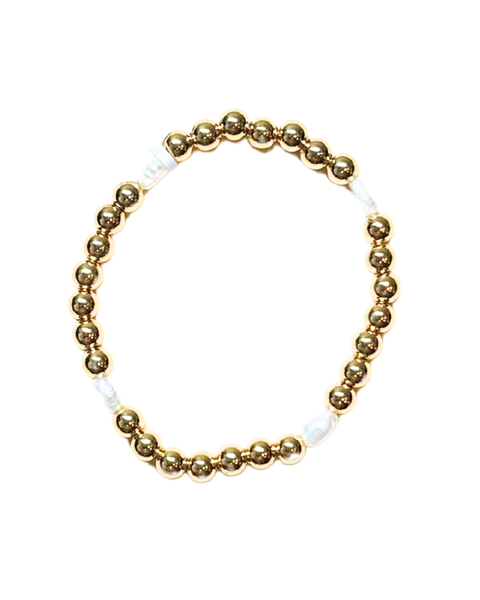 6mm Gold Bracelet with Pearl Accent