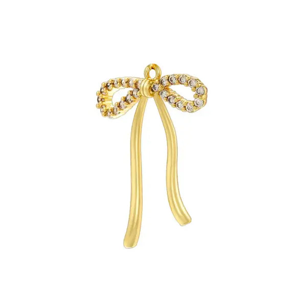Cubic Zirconia Bow with Long Tails Charm