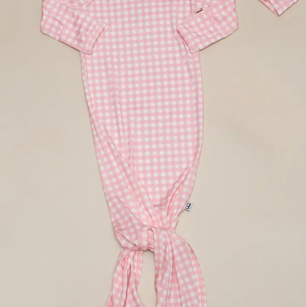 Cottage Pink Gingham Knotted Gown (0-3 Months)