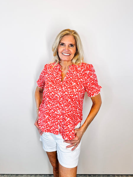 Red Ditsy Top