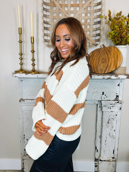 Oversized Sweater Camel White