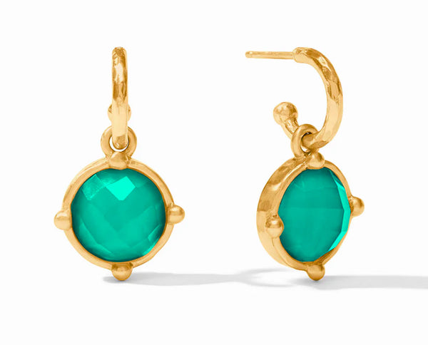 Honeybee Hoop & Charm Earring- Iridescent Emerald Green