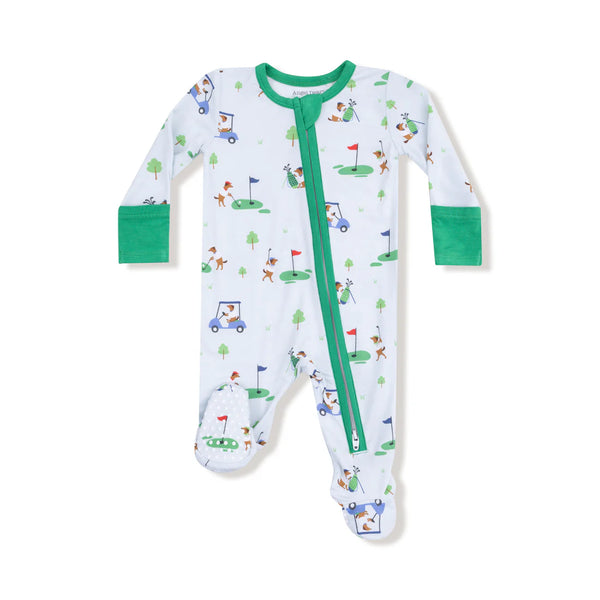 Dog Gone Golf in Blue 2 Way Zipper Footie