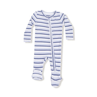 Vintage Stripe Blue 2-Way Zipper Footie