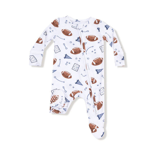 Touchdown Time in Navy 2 Way Zipper Footie