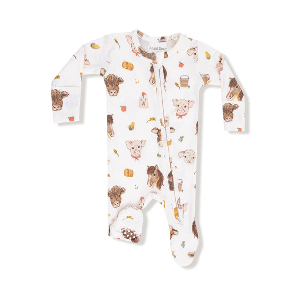 Vintage Farm Animals 2 Way Zipper Footie Sleeper