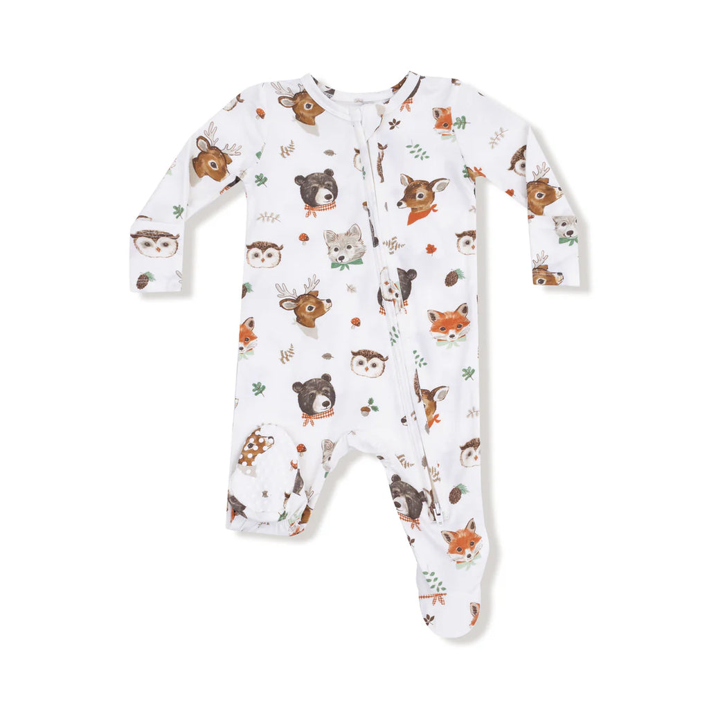 Woodland Animal Faces 2 Way Zipper Footie Sleeper