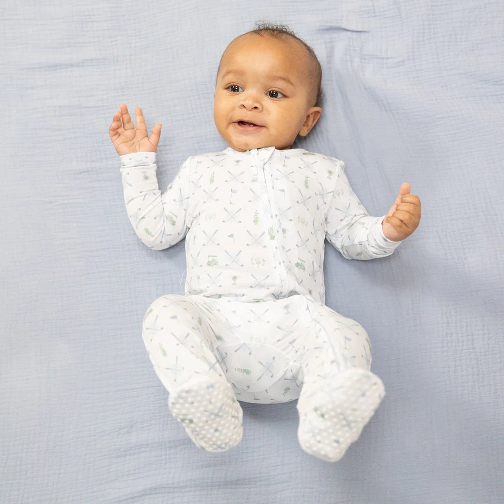 Golf Trellis Blue 2 Way Zipper Footie