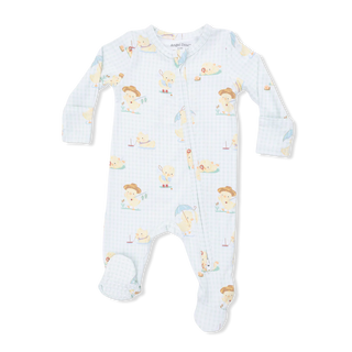 Green Vintage Spring Ducklings 2 Way Zipper Footie