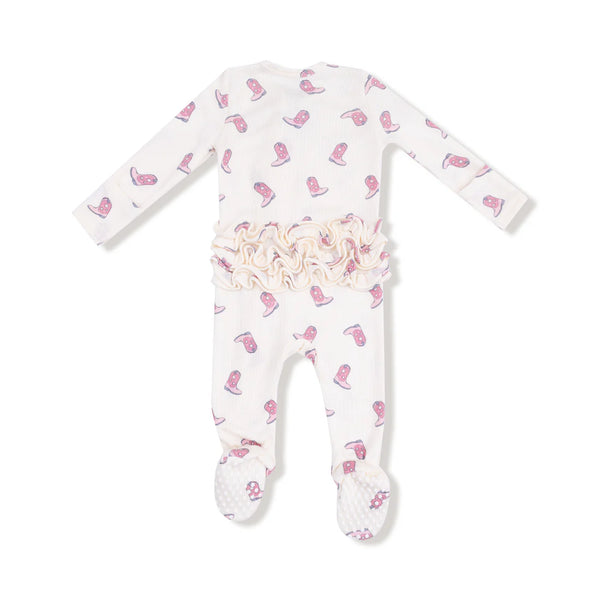 Petite Cowgirl Boots 2 Way Ruffle Zipper Footie Sleeper