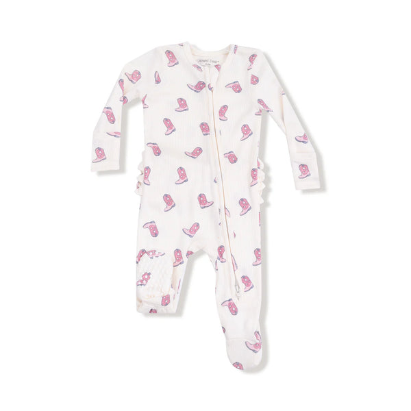 Petite Cowgirl Boots 2 Way Ruffle Zipper Footie Sleeper