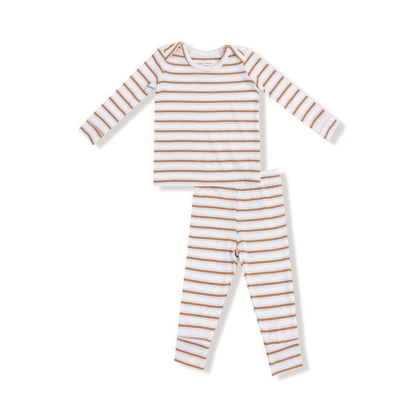 Brown Vintage Stripe Long Sleeve Loungewear Set